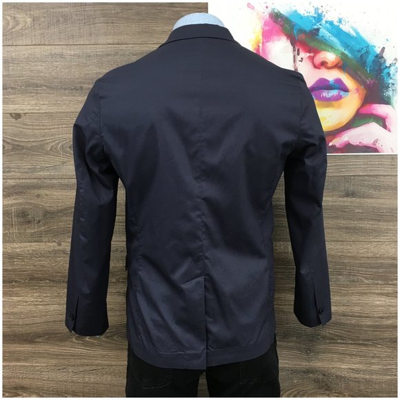 H&M Mens Blazer Sport Coat‎ Two Button Casual Jacket Size 44R Slim Cotton Suits - Picture 6 of 13